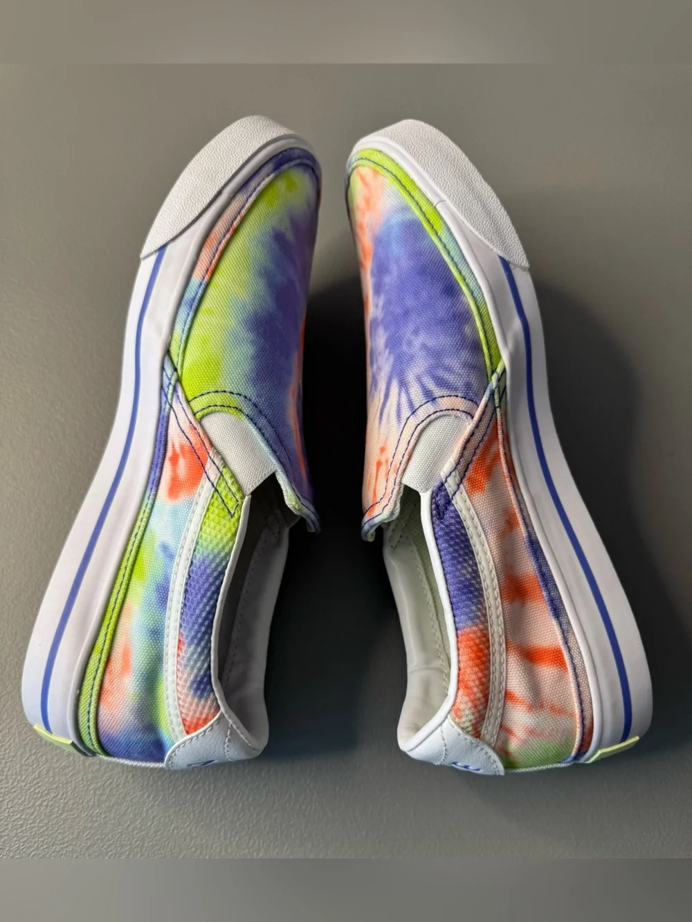 Nike Women's Slip-On Tie-Dye Sneakers - Purple, Green & Orange Size 8